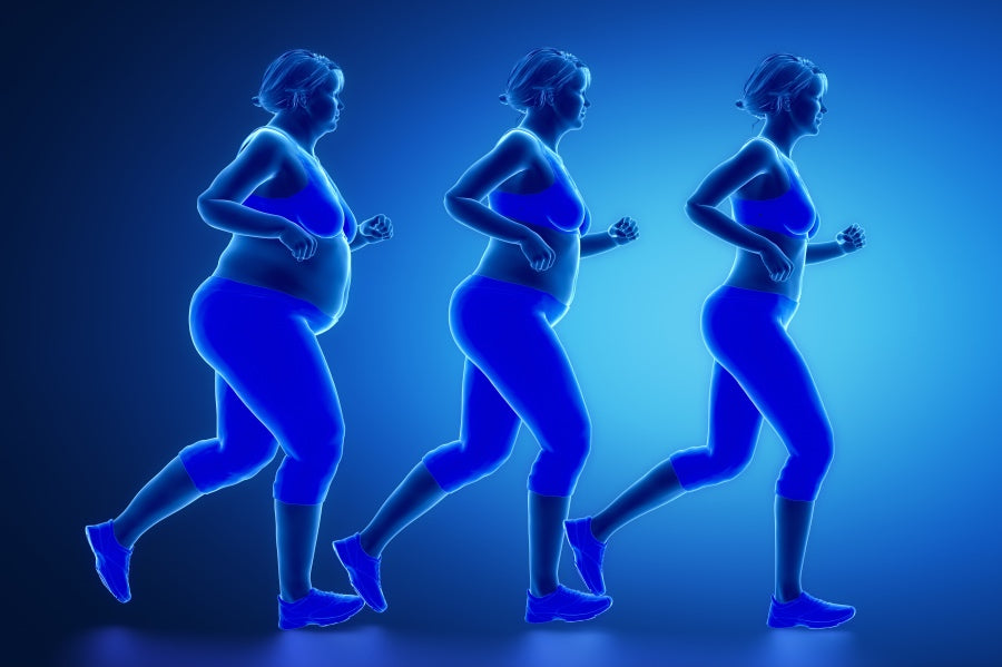 Graphic of woman running losing weight