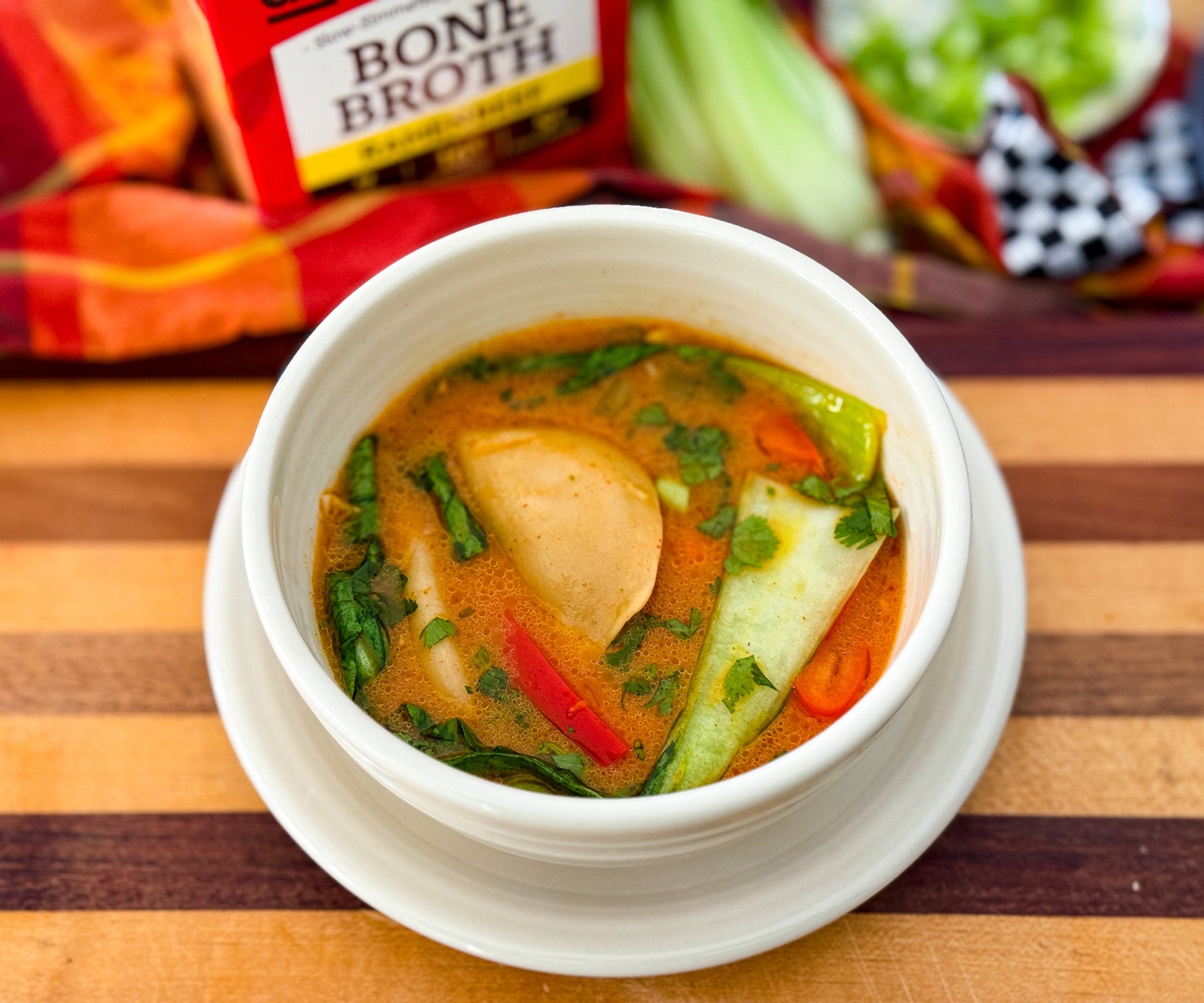 15 Minute Spicy Red Curry Wonton Soup