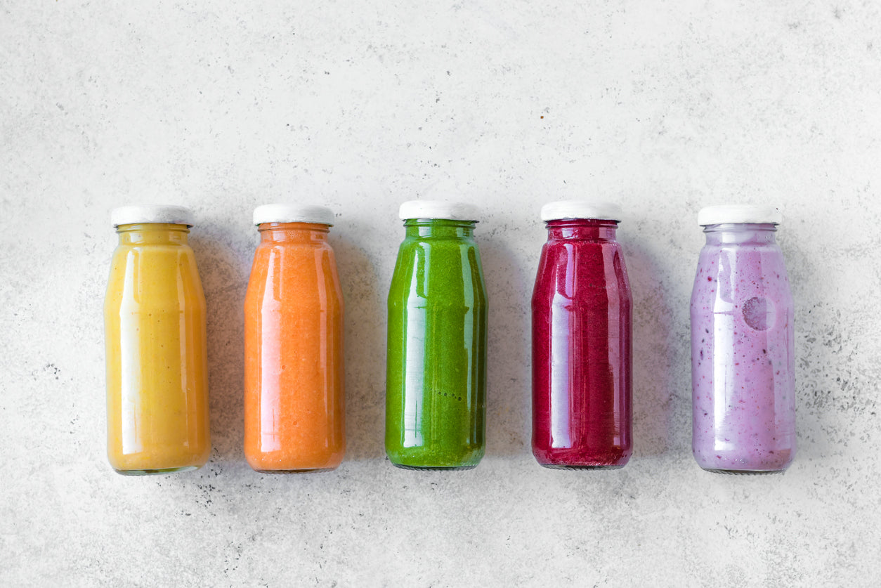 smoothies in jars laid out