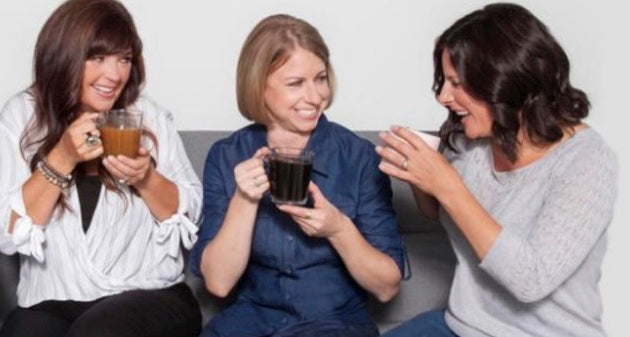 Three woman drinking bone broth and coffee