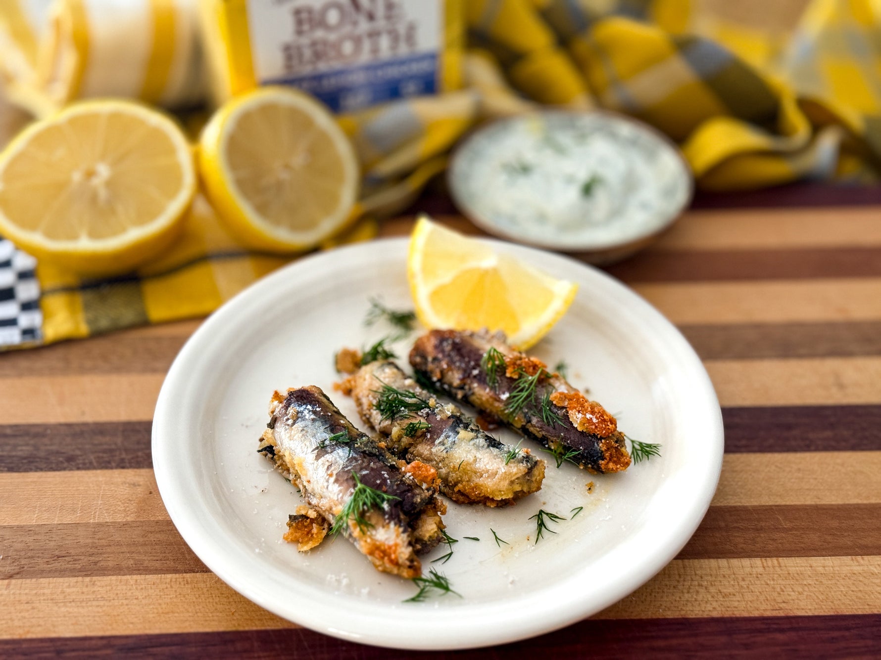 Pan-Fried Sardines with Greek Lemon Yogurt Sauce