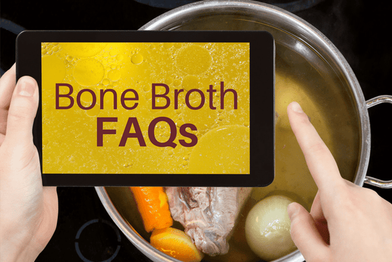 Bone Broth FAQs on a tablet