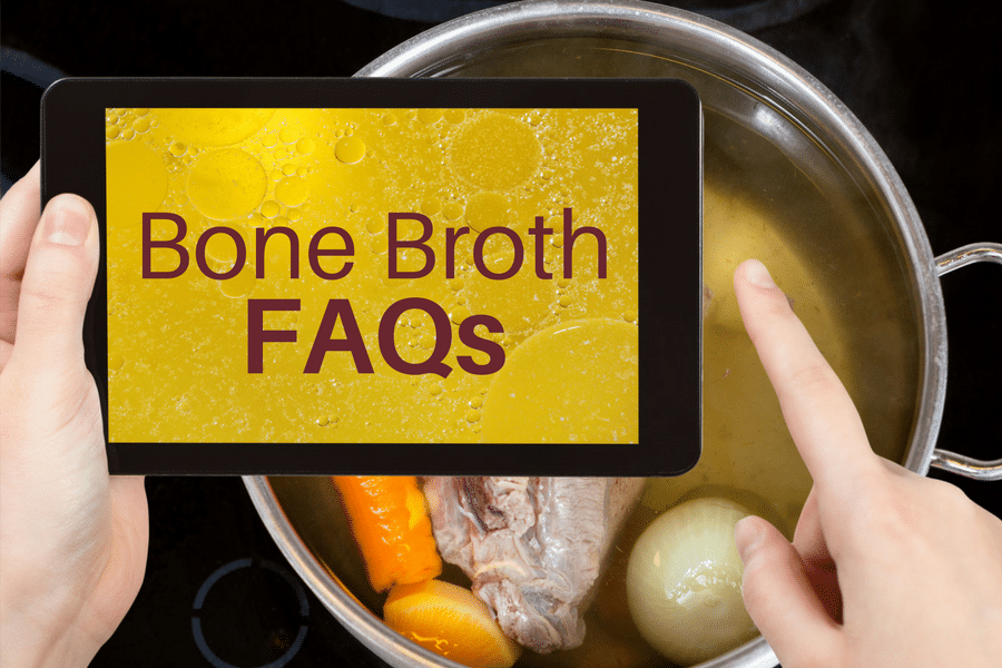 Bone Broth FAQs on a tablet