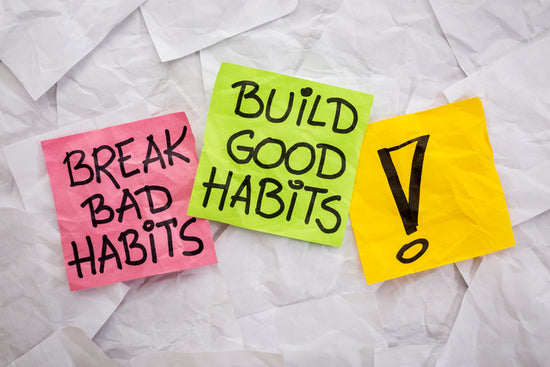 3 sticky notes with writing to teach bad sleeping habits
