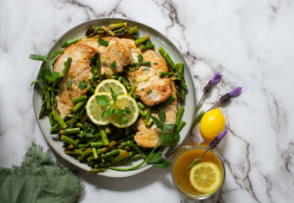 Lemon Chicken Cutlets with Asparagus