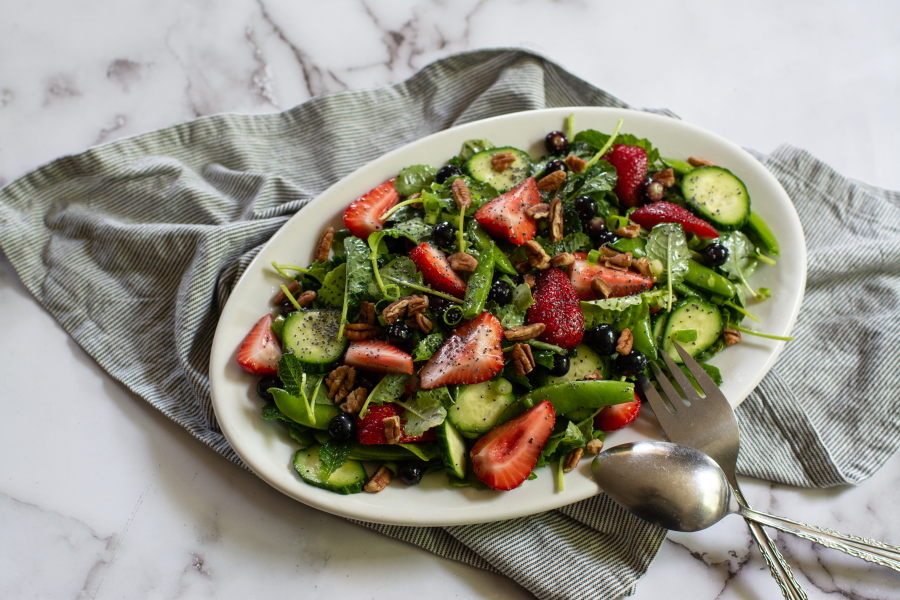 Baby Kale and Berry Salad with Lemon Poppy Vinaigrette