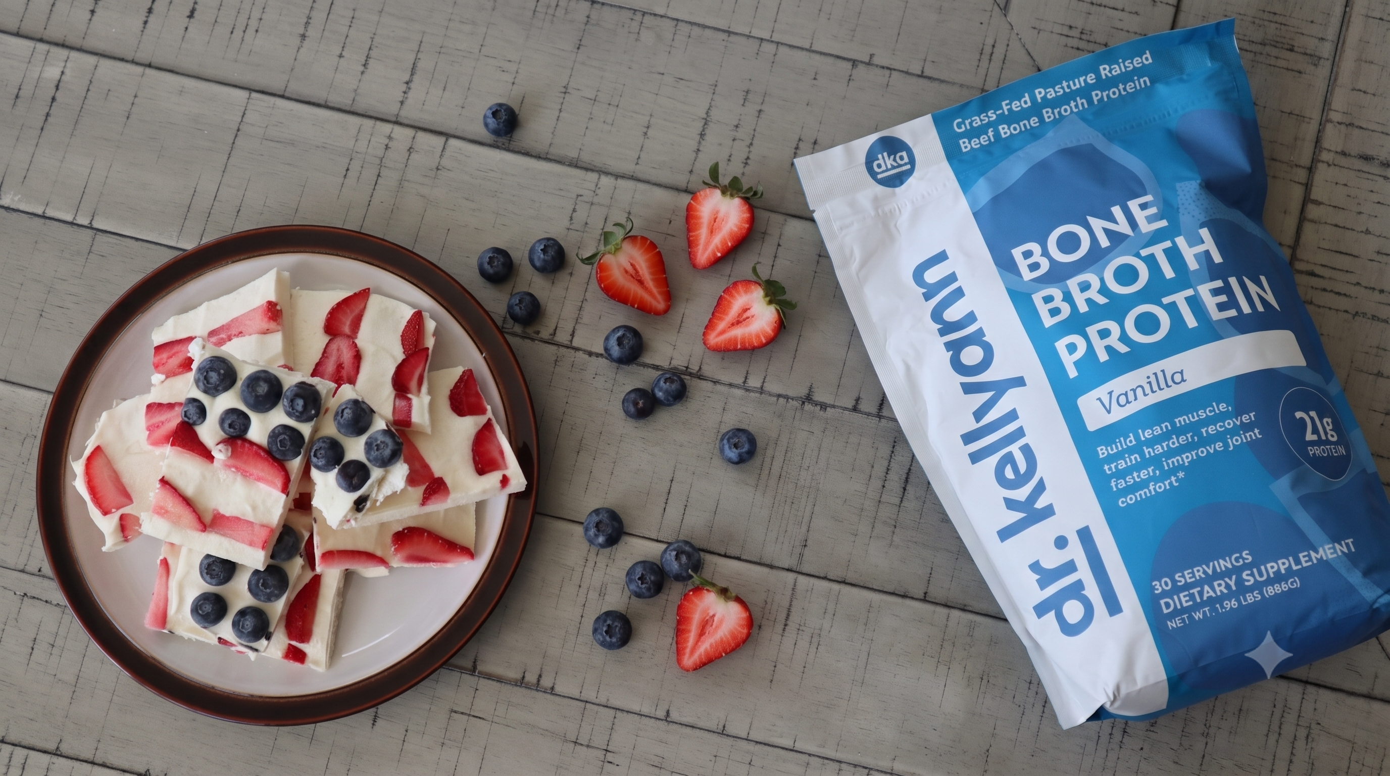 American Flag Frozen Yogurt Bark