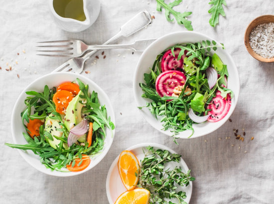 Three bowls of microgreen salads