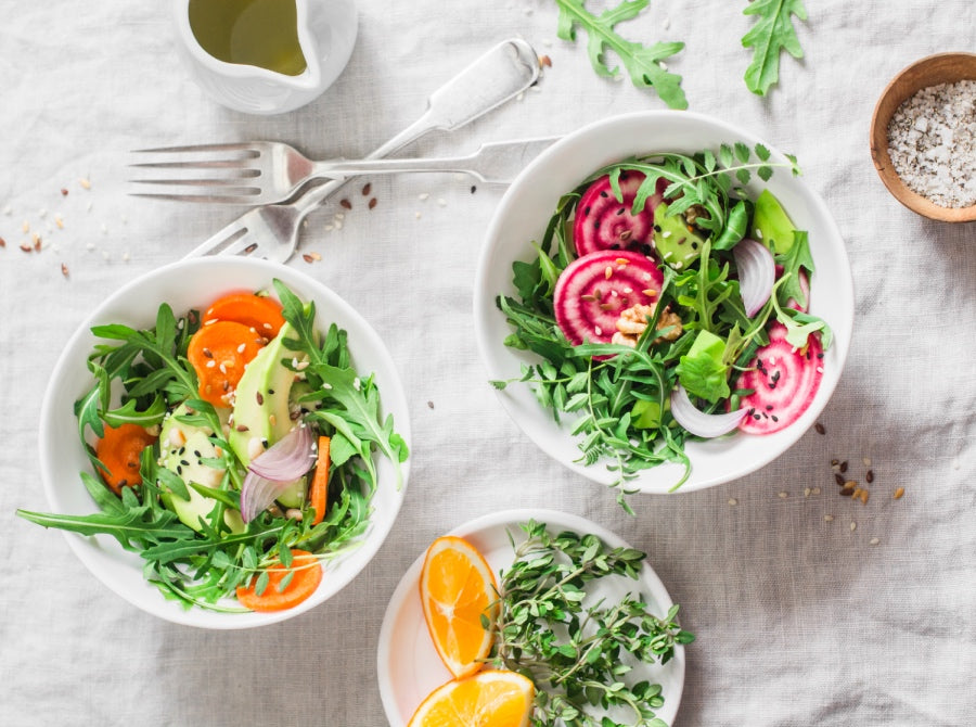 Three bowls of microgreen salads