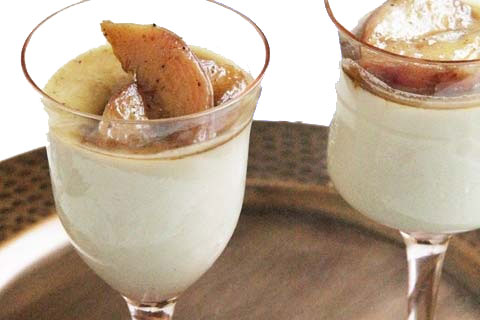 Panna Cotta with Glazed Peaches