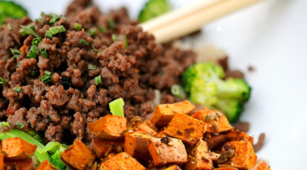 Beef, Broccoli, and Roasted Sweet Potatoes