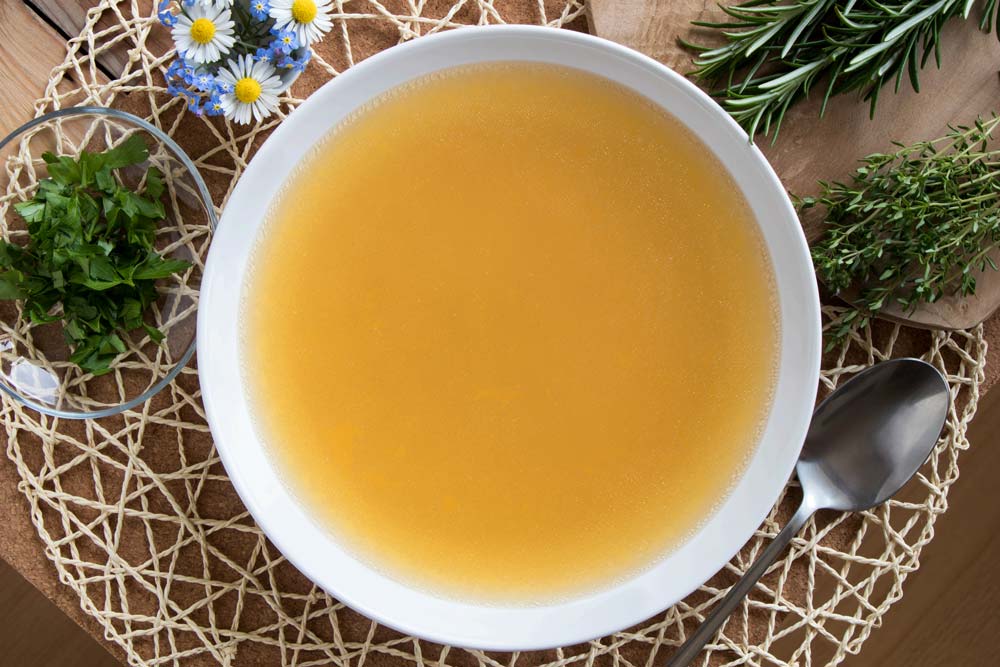 Large bowl of bone broth