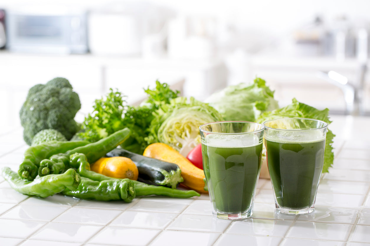 green drinks and green vegetables