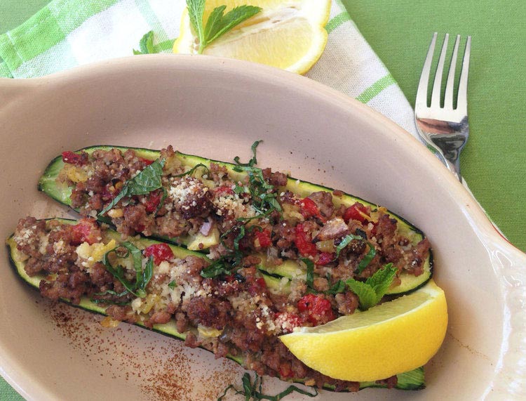 Greek Lamb Stuffed Zucchini
