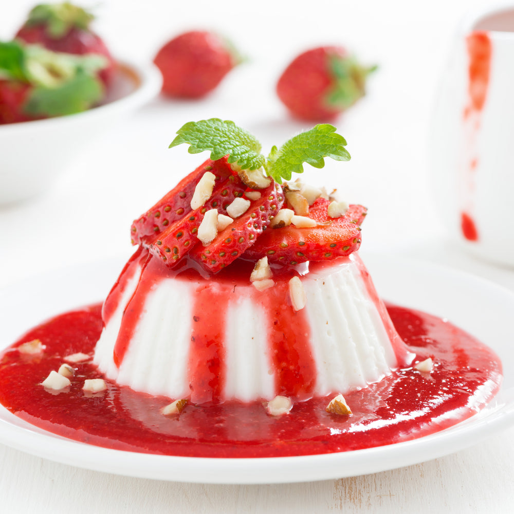 Panna Cotta with Balsamic-Soaked Strawberries