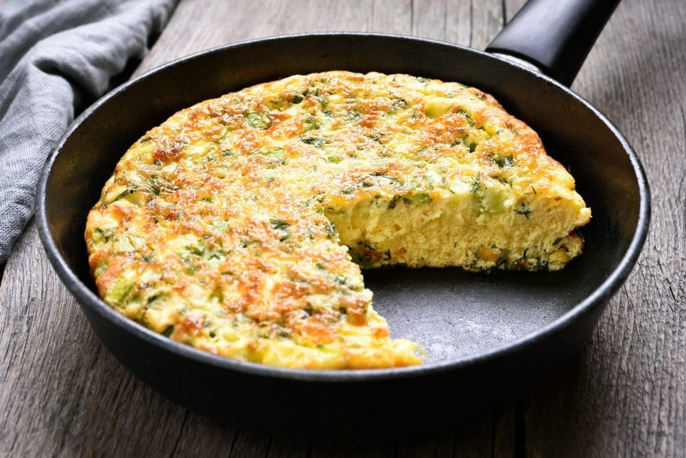 Quiche in a cast iron pan