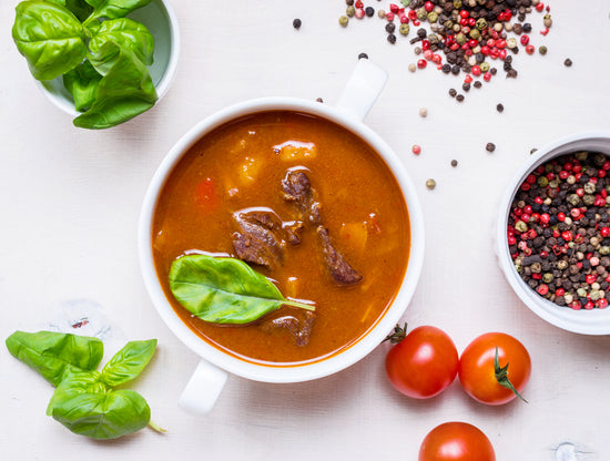 Bowl of soup made with bone broth