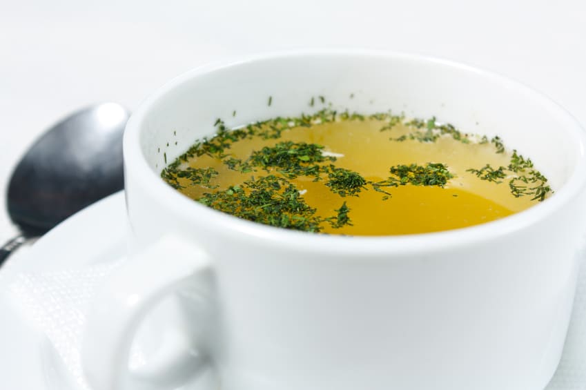 Bowl of beef bone broth