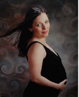 Pregnant woman in a black dress
