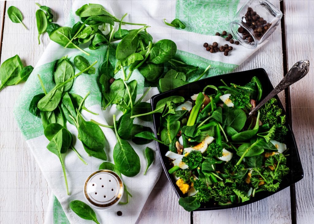 Spinach salad in a bowl