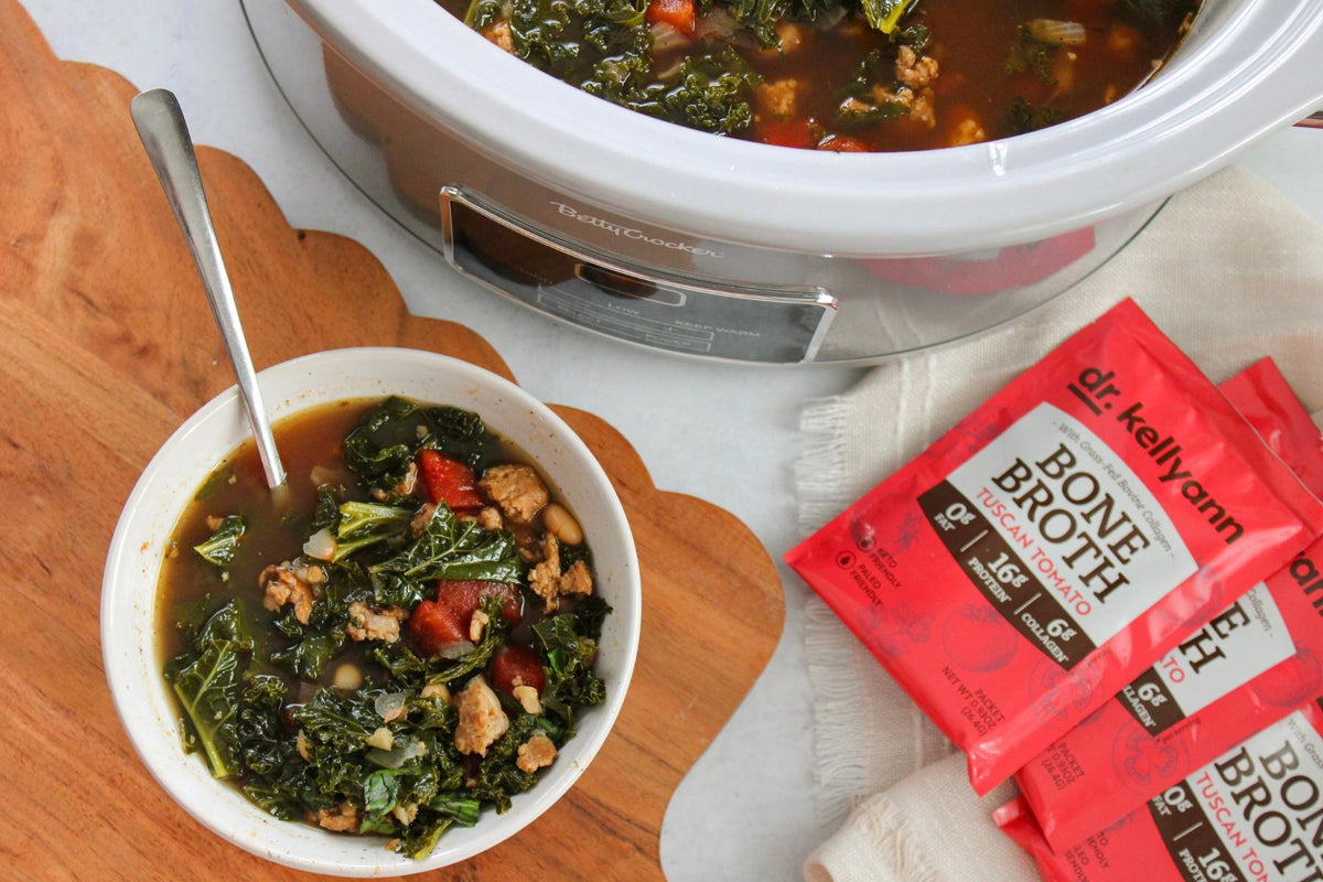 Slow Cooker Italian Sausage, White Bean and Kale Soup