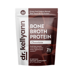 Dr. Kellyann Bone Broth Protein package in chocolate flavor on a white background