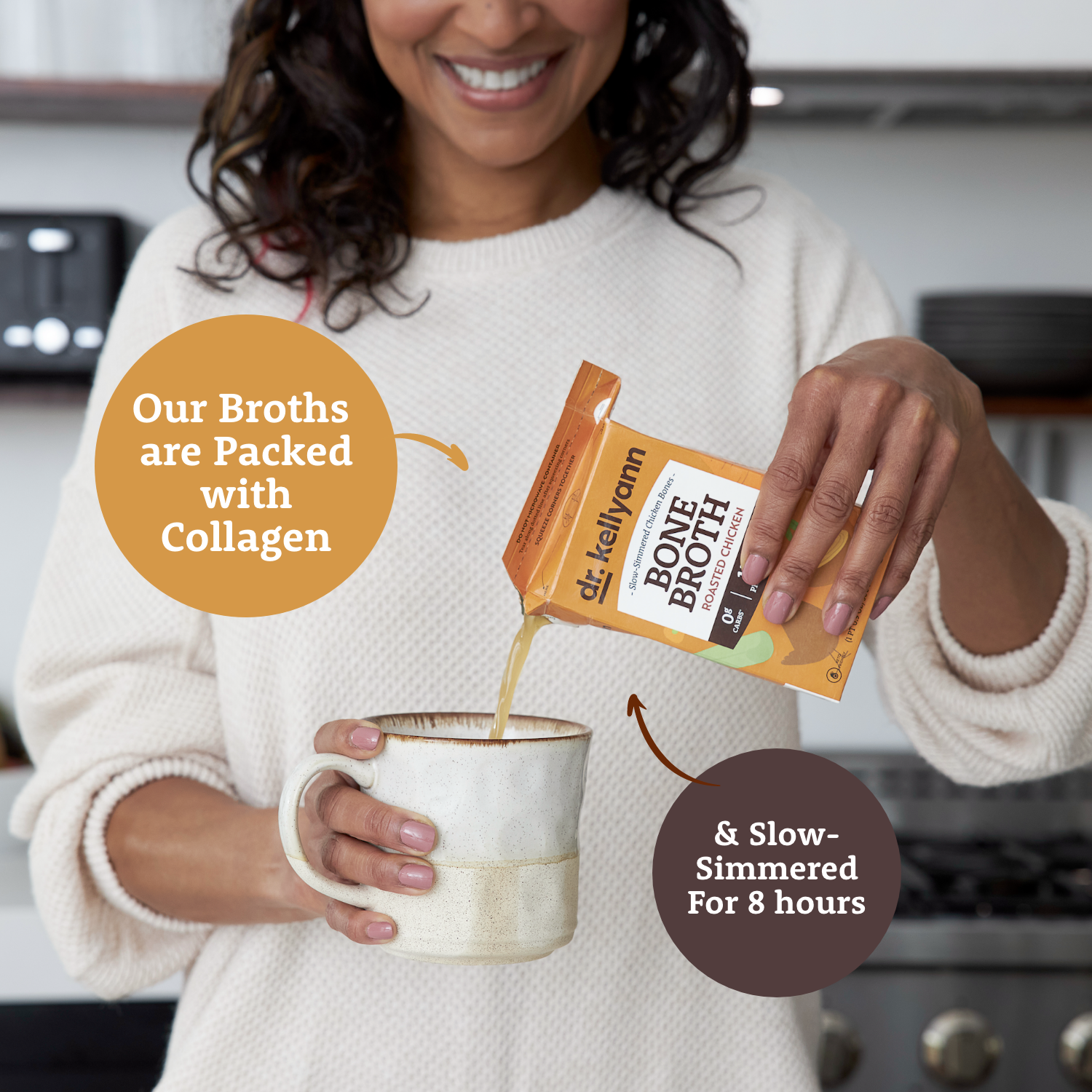 Bone Broth Liquid - Classic Beef Low Sodium with model and benefits 