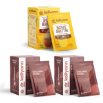 Dr. Kellyann Bone Broth and Collagen Shake packages on a white background