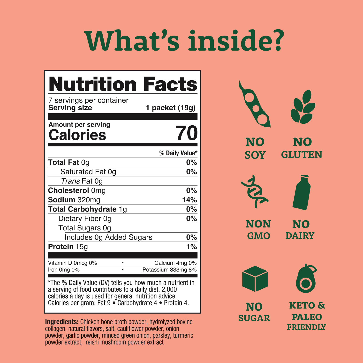 Dr. Kellyann Sriracha Chicken Bone Broth Nutrition Facts and Content