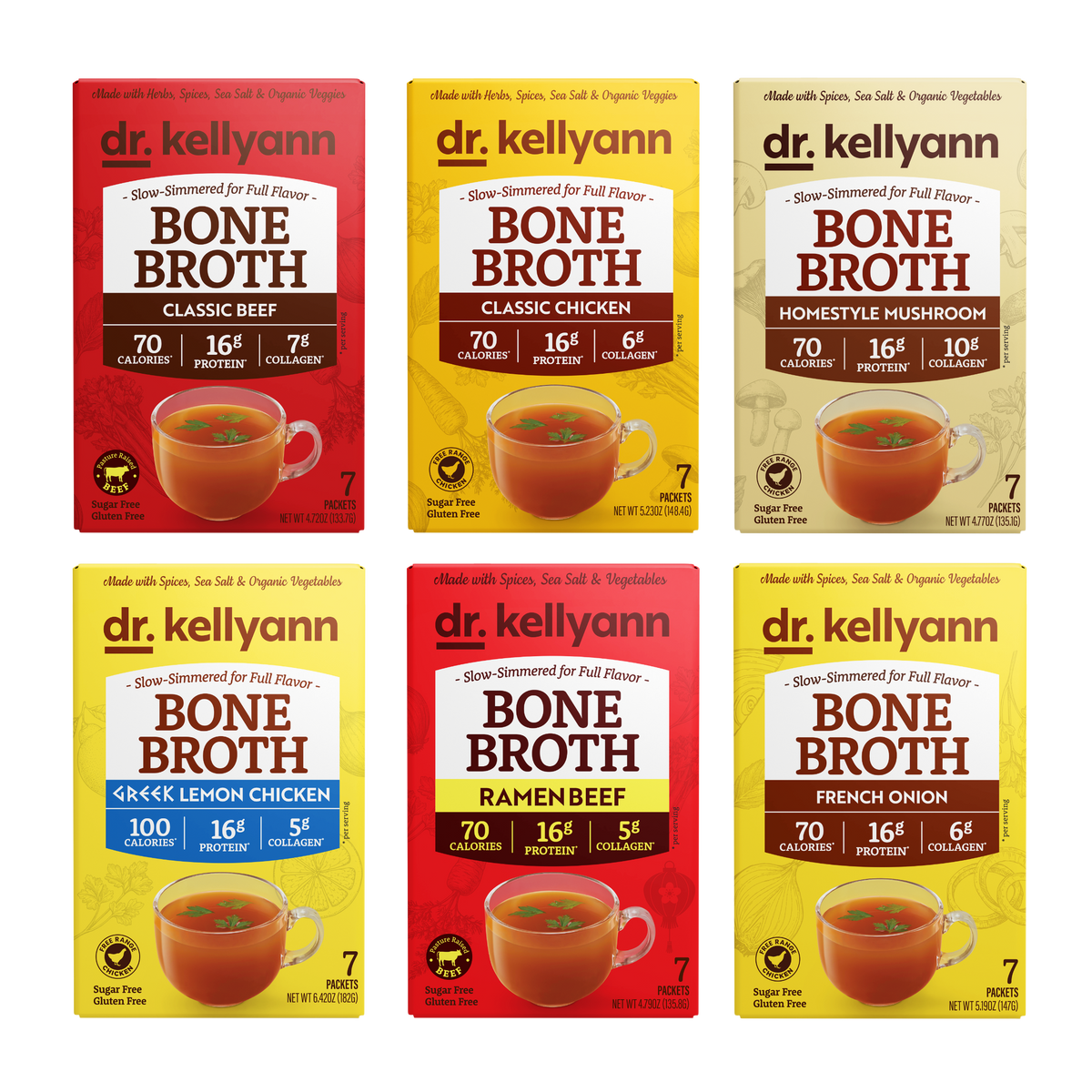 Dr. Kellyann Instant Bone Broth six-flavor variety pack