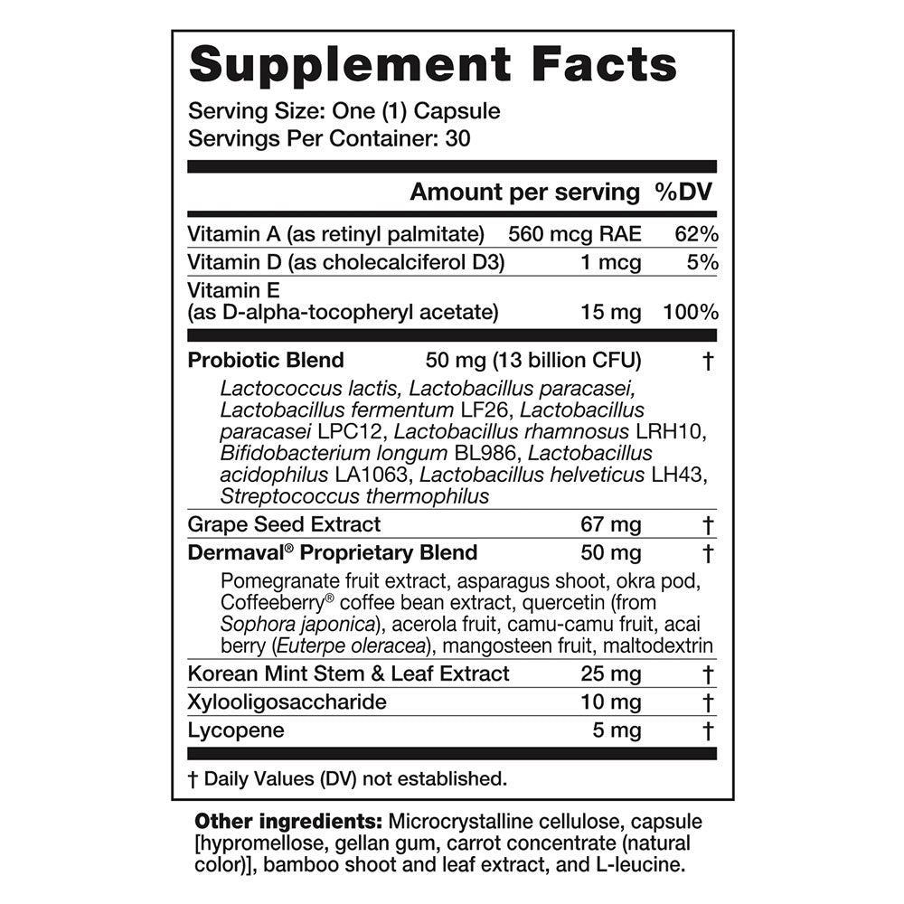 BellaBiotics Supplement Facts