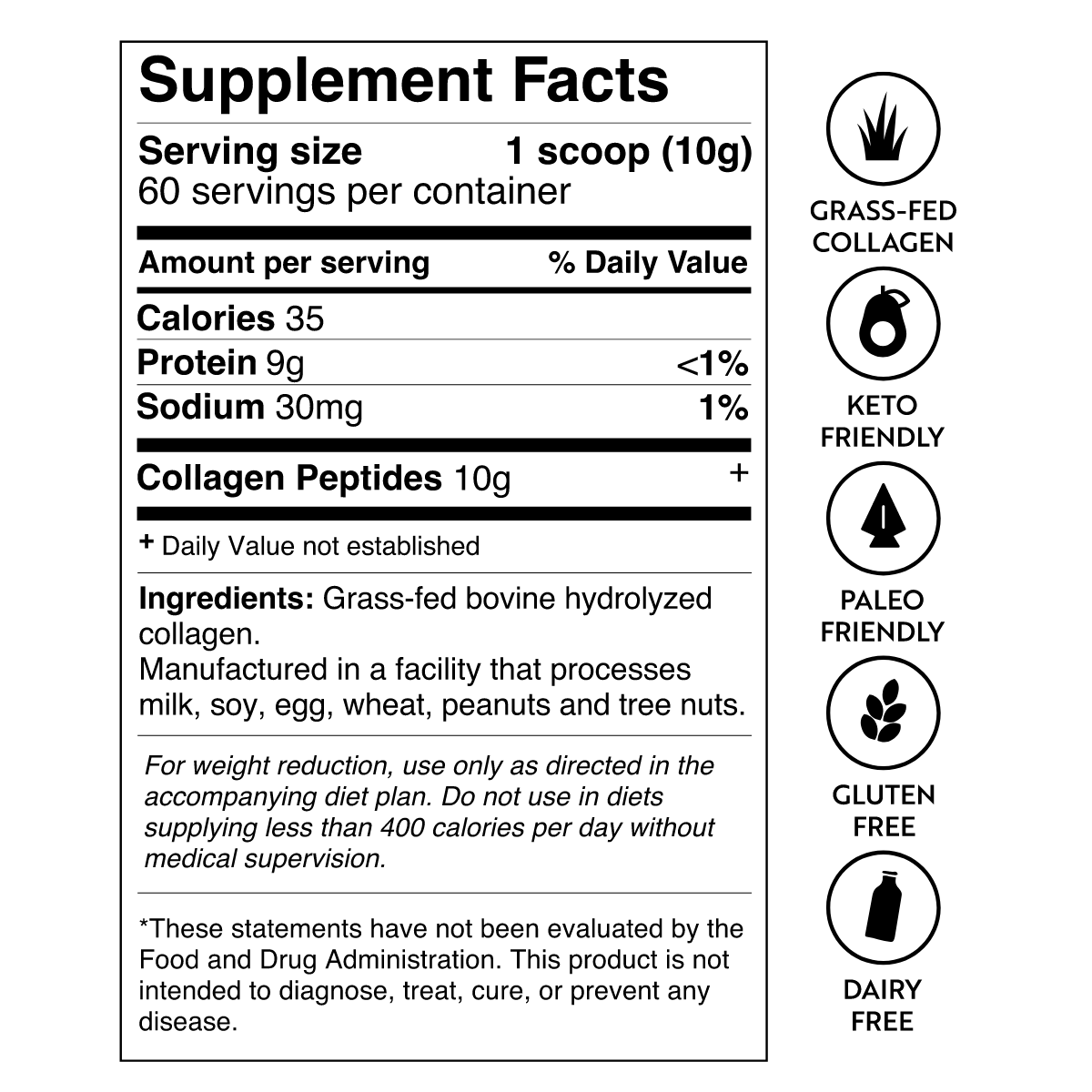 Collagen Peptides Supplement Facts