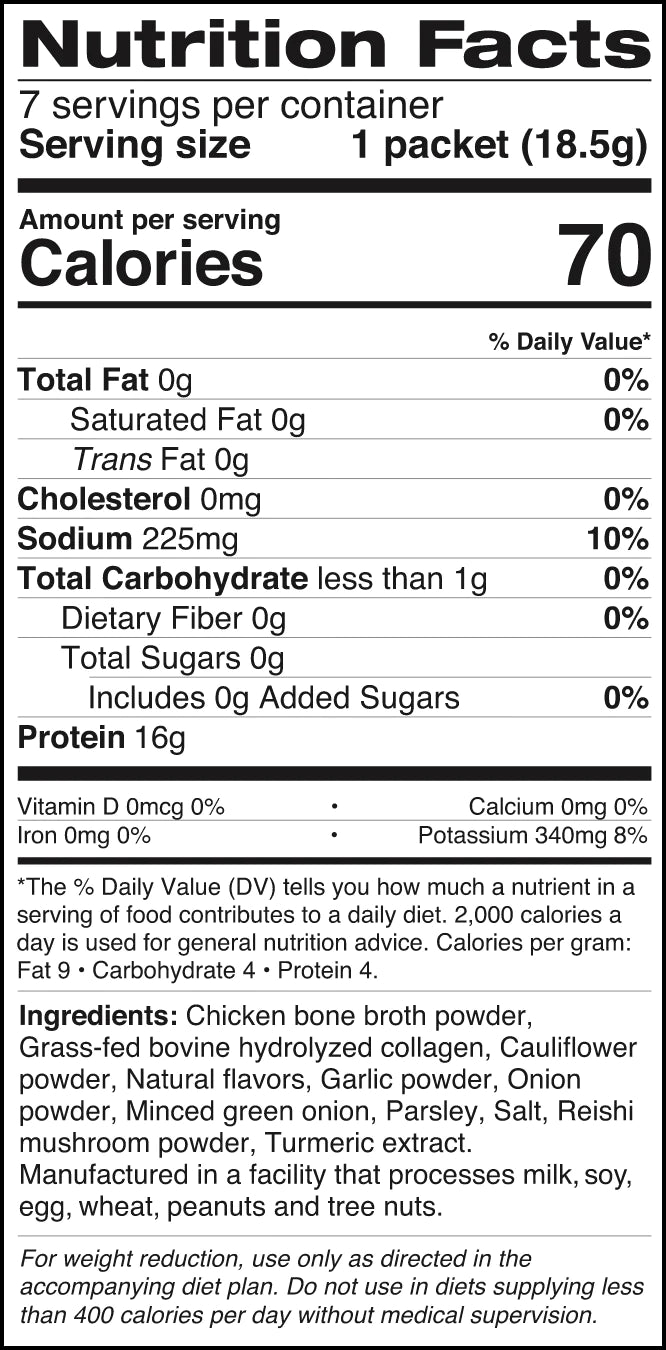 Nutrition Facts Bone Broth - Classic Chicken