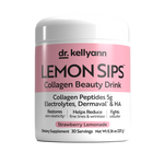 Dr. Kellyann Lemon Sips collagen beauty drink container on a white background