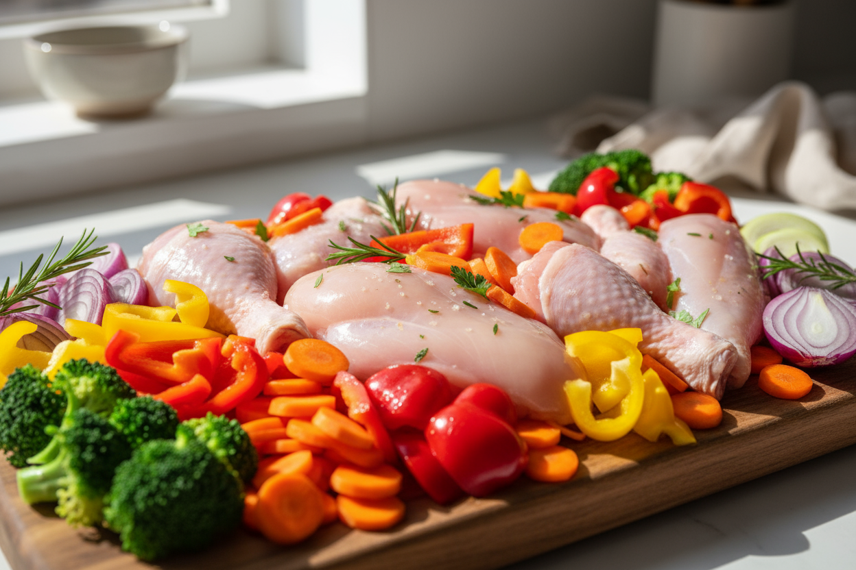 raw chicken with vegetables 