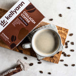 Collagen Coffee Package next to coffee cup 