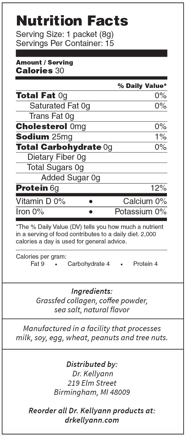 Collagen coffee nutrition facts