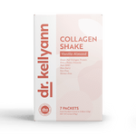 Box of Dr. Kellyann Collagen Shake Vanilla Almond flavor on a white background