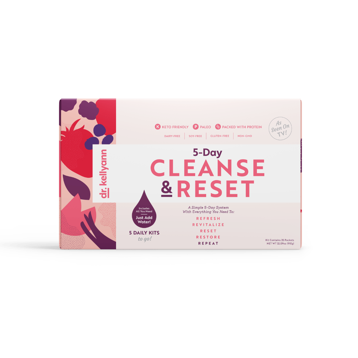 Dr. Kelynn 5-Day Cleanse & Reset package with colorful design on a white background
