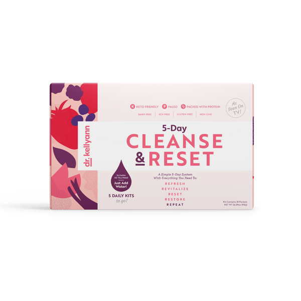 Dr. Kelynn 5-Day Cleanse & Reset package with colorful design on a white background