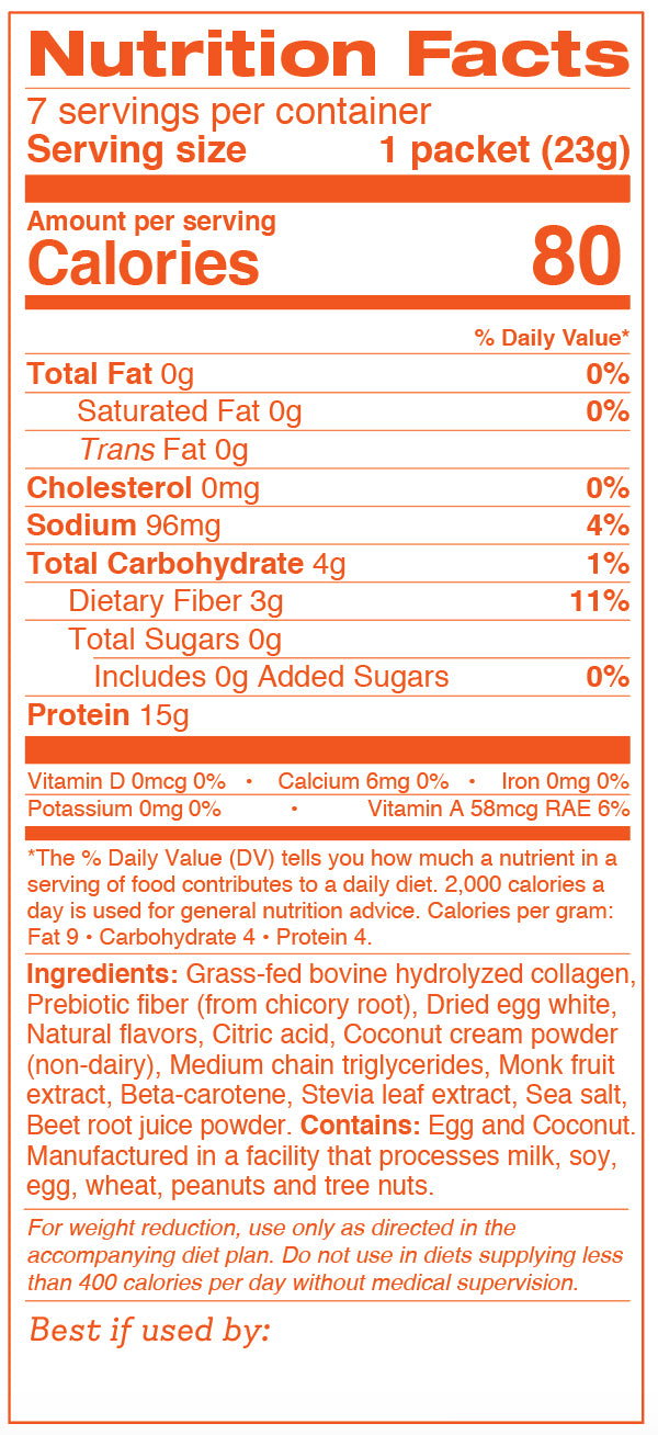 Collagen Cooler Nutrition Facts for Packet